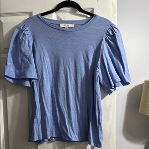 Women's Blue Puff Sleeve Top